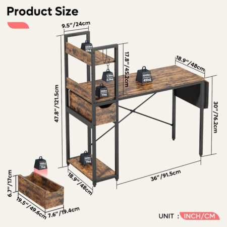 Bestier Reversible 120cm computer desk