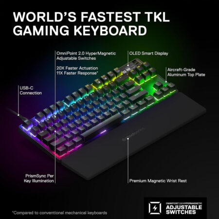 SteelSeries Apex Pro TKL Wireless Gaming Keyboard (2023) – World’s FASTEST Keyboard