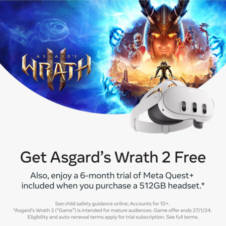 Meta Quest 3 512GB – Breakthrough mixed reality – Powerful performance – Asgard’s Wrath 2 and Meta Quest+ bundle