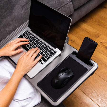 SEFFO Lap Desk / Laptop Stand / Portable Tray With Cushion, Built In Mouse Pad And Phone Holder, Up To 15.6"