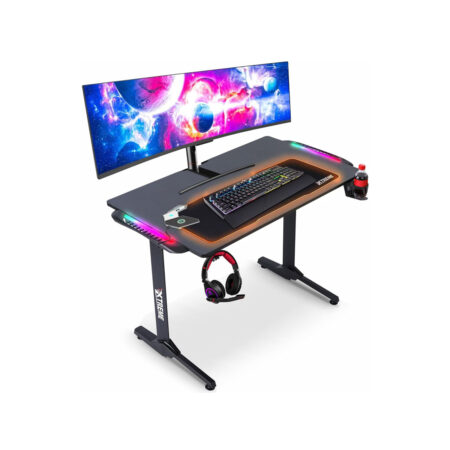 Olsen & Smith XTREME gaming desk with RGB LED lights, mouse pad and wireless charging panel, 110 x 60cm