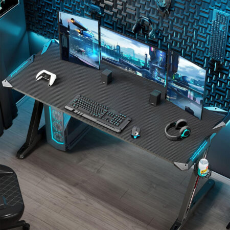 EUREKA ERGONOMIC Z60 Gaming Desk with Led Lights, 153 × 60cm