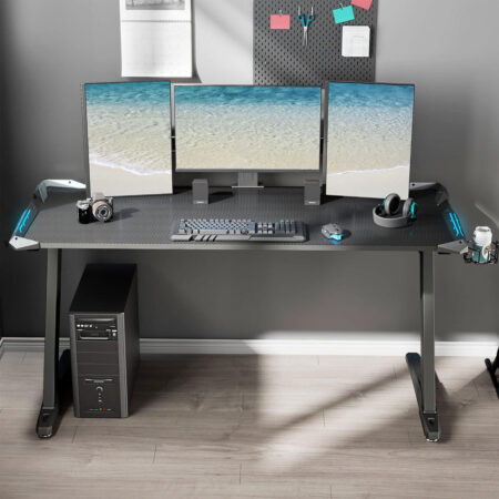 EUREKA ERGONOMIC Z60 Gaming Desk with Led Lights, 153 × 60cm