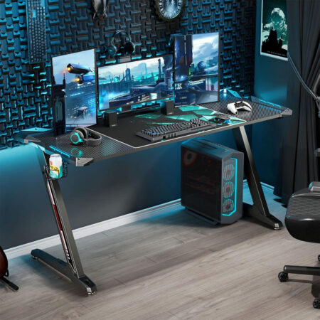 EUREKA ERGONOMIC Z60 Gaming Desk with Led Lights, 153 × 60cm