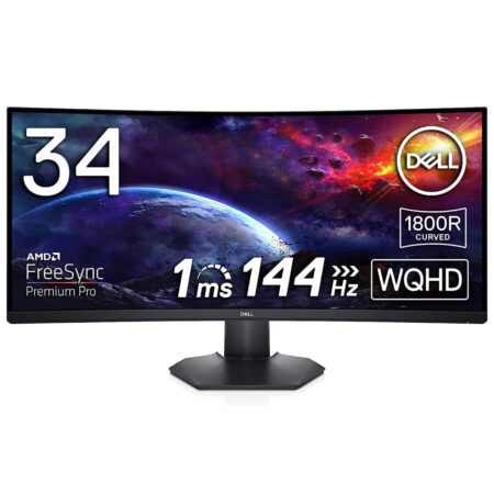 Dell 34 inch WQHD (3440x1440) 21:9 Curved Gaming Monitor – S3422DWG, 144Hz