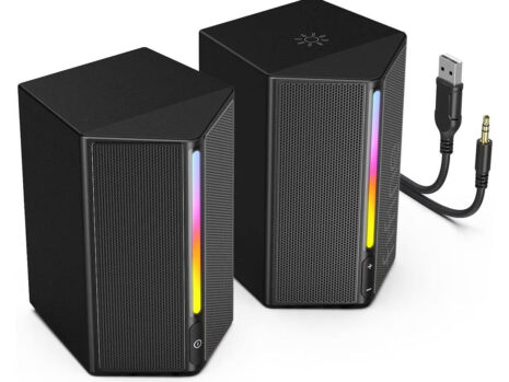 Fifine Ampligame A20 Gaming Speakers | USB PC Wired RGB Speakers with 3.5mm Aux Audio Cable