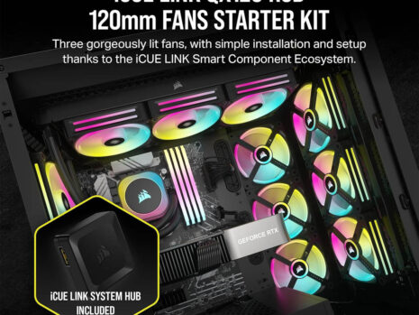 Corsair iCUE LINK QX120 RGB Fans – Triple Fan Starter Kit with iCUE LINK System Hub – Black, 120mm