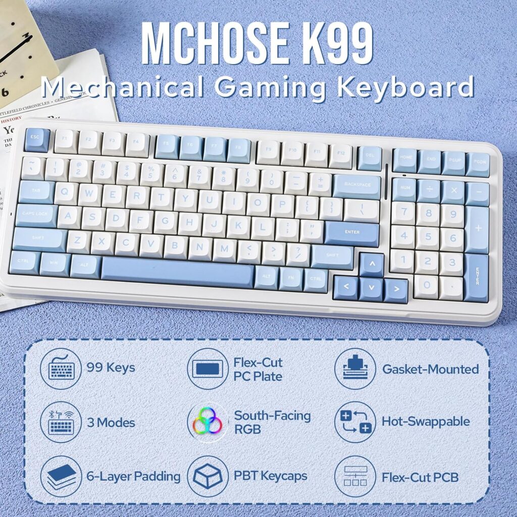 MechLands MCHOSE K99 Wireless Mechanical Gaming Keyboard