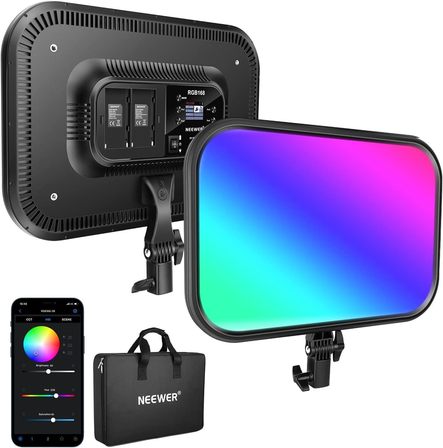 NEEWER 18.3" RGB LED Video Light Panel with APP Control