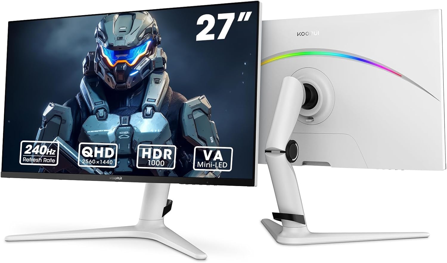 KOORUI GN10 Gaming Monitor - 27 Inch, VA mini-LED, 2560x1440, 240Hz, Adaptive Sync