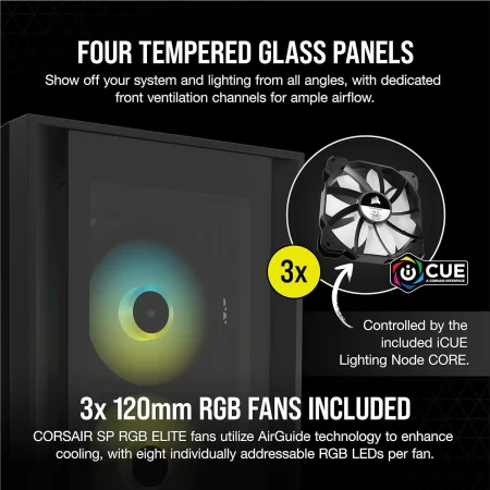 iCUE 5000X RGB Tempered Glass Mid-Tower ATX PC Smart Case - Black