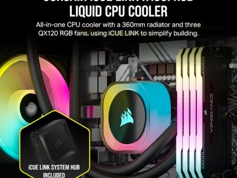 Corsair iCUE LINK H150i RGB Liquid CPU Cooler – 360mm AIO – QX120 RGB Fans – Black