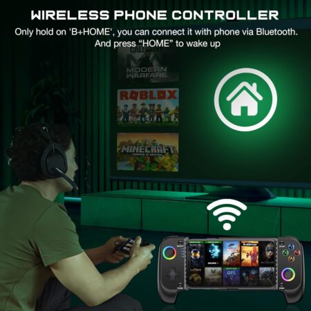 Mobile Gaming Controller for Android/iPhone with RGB Lights & Hall Effect Joysticks