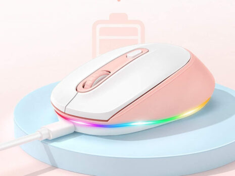 Seenda Silent RGB Backlit Wireless Mouse, Pink and White