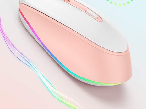 Seenda Silent RGB Backlit Wireless Mouse, Pink and White