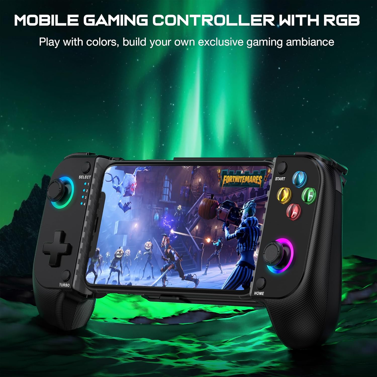 HASACOOL Mobile Gaming Controller for Android/iPhone,RGB Light Hall Effect Joystick Wireless Phone Controller