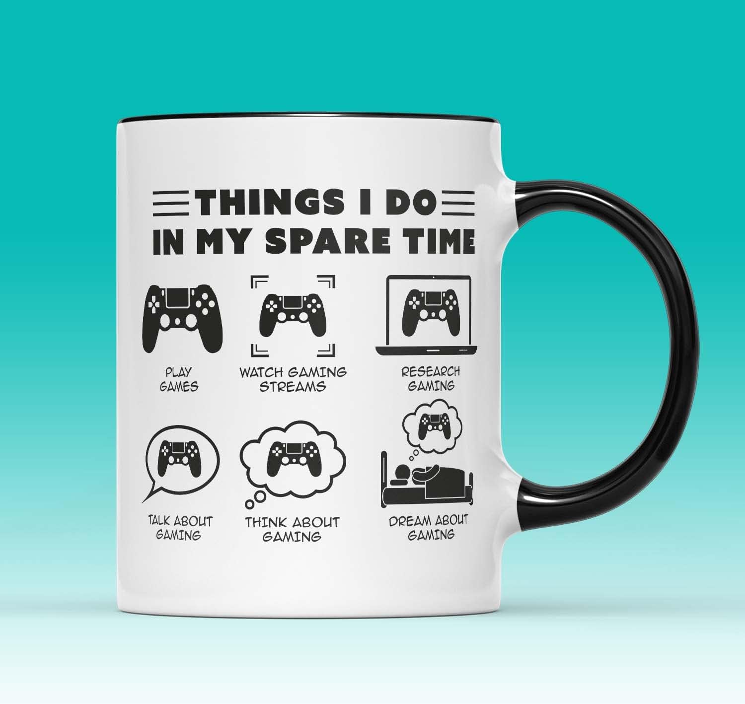 in My Spare Time Gamer Mug - Boys Men Gamer Gaming Gifts Present Idea Teenager Teen Nerdy Video Game Controller Gadget Birthday Christmas Ceramic Tea Coffee Cup