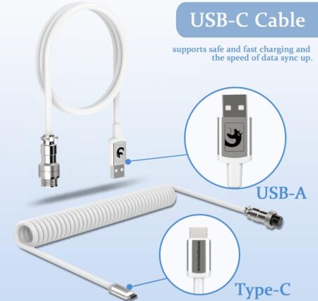 MAMBASNAKE Pro Custom Coiled USB-C Keyboard Cable with Detachable Metal Aviation Connector